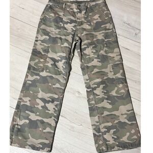 No Boundaries Camo Cargo Pants Junior's Large 12-14 Green Wide Leg Utility Pants